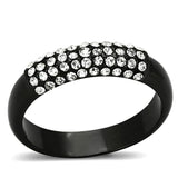 LO3068 - TIN Cobalt Black Brass Ring with Top Grade Crystal  in Clear - Alamode