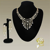 LO3077 - Gold Brass Jewelry Sets with AAA Grade CZ  in Clear - Alamode