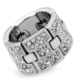 LO3147 - Rhodium Brass Ring with Top Grade Crystal in Clear - Alamode - Flyclothing LLC