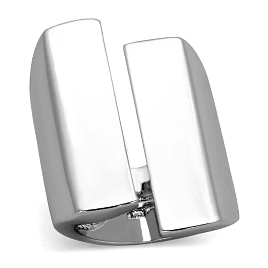 LO3165 - Rhodium Brass Ring with No Stone - Alamode - Flyclothing LLC