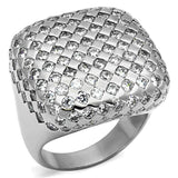 LO3169 - Rhodium Brass Ring with AAA Grade CZ  in Clear - Alamode