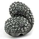 LO3172 - TIN Cobalt Black Brass Ring with Top Grade Crystal in Black Diamond - Alamode - Flyclothing LLC