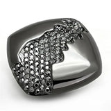 LO3174 - TIN Cobalt Black Brass Ring with Top Grade Crystal in Black Diamond - Alamode - Flyclothing LLC