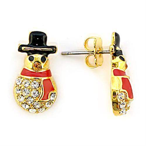 LO320 - Gold Brass Earrings with Top Grade Crystal in Topaz - Alamode - Flyclothing LLC