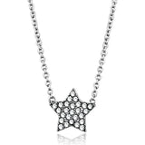 LO3225 - Rhodium Brass Necklace with Top Grade Crystal in Clear - Alamode - Flyclothing LLC