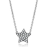 LO3225 - Rhodium Brass Necklace with Top Grade Crystal  in Clear - Alamode