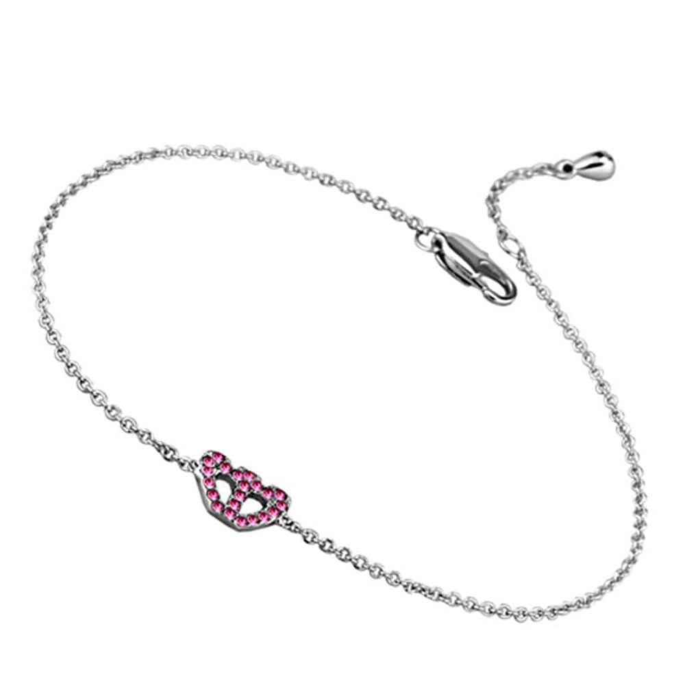 LO3229 - Rhodium Brass Bracelet with Top Grade Crystal  in Rose - Alamode