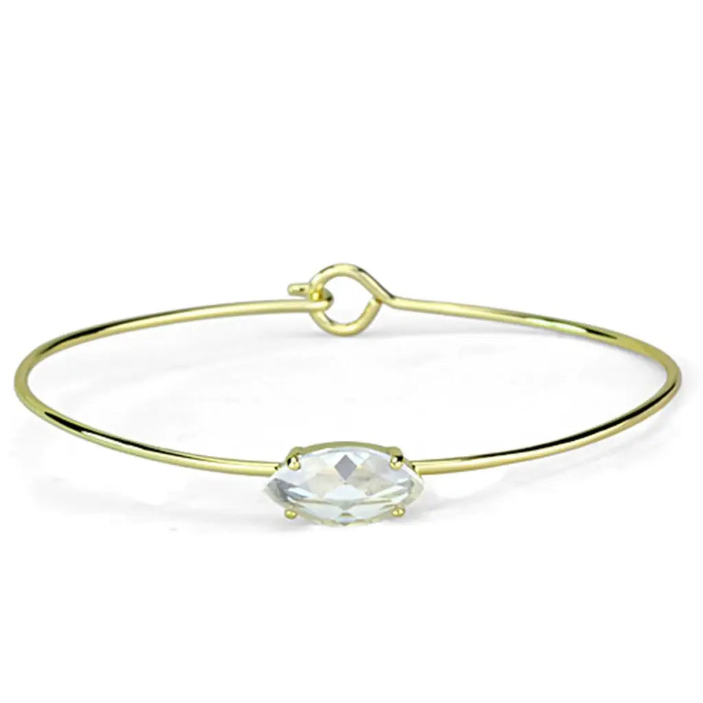 LO3260 - Gold Brass Bangle with AAA Grade CZ in Clear - Alamode - Flyclothing LLC