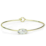 LO3260 - Gold Brass Bangle with AAA Grade CZ  in Clear - Alamode