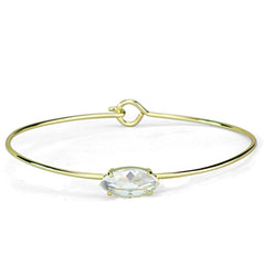 LO3260 - Gold Brass Bangle with AAA Grade CZ  in Clear