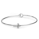 LO3266 - Rhodium Brass Bangle with Top Grade Crystal  in Clear - Alamode