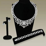 LO3291 - Rhodium Brass Jewelry Sets with AAA Grade CZ in Clear - Alamode - Flyclothing LLC