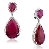 LO3296 - Rhodium Brass Earrings with AAA Grade CZ  in Ruby - Alamode