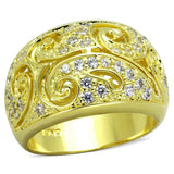 LO3342 - Gold Brass Ring with AAA Grade CZ in Clear - Alamode - Flyclothing LLC