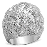 LO3352 - Rhodium Brass Ring with AAA Grade CZ in Clear - Alamode - Flyclothing LLC