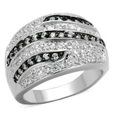 LO3400 - Rhodium + Ruthenium Brass Ring with AAA Grade CZ in Clear - Alamode - Flyclothing LLC