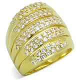 LO3408 - Gold Brass Ring with AAA Grade CZ in Clear - Alamode - Flyclothing LLC