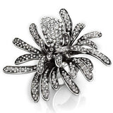 LO3444 - Rhodium Brass Ring with Top Grade Crystal in Clear - Alamode - Flyclothing LLC