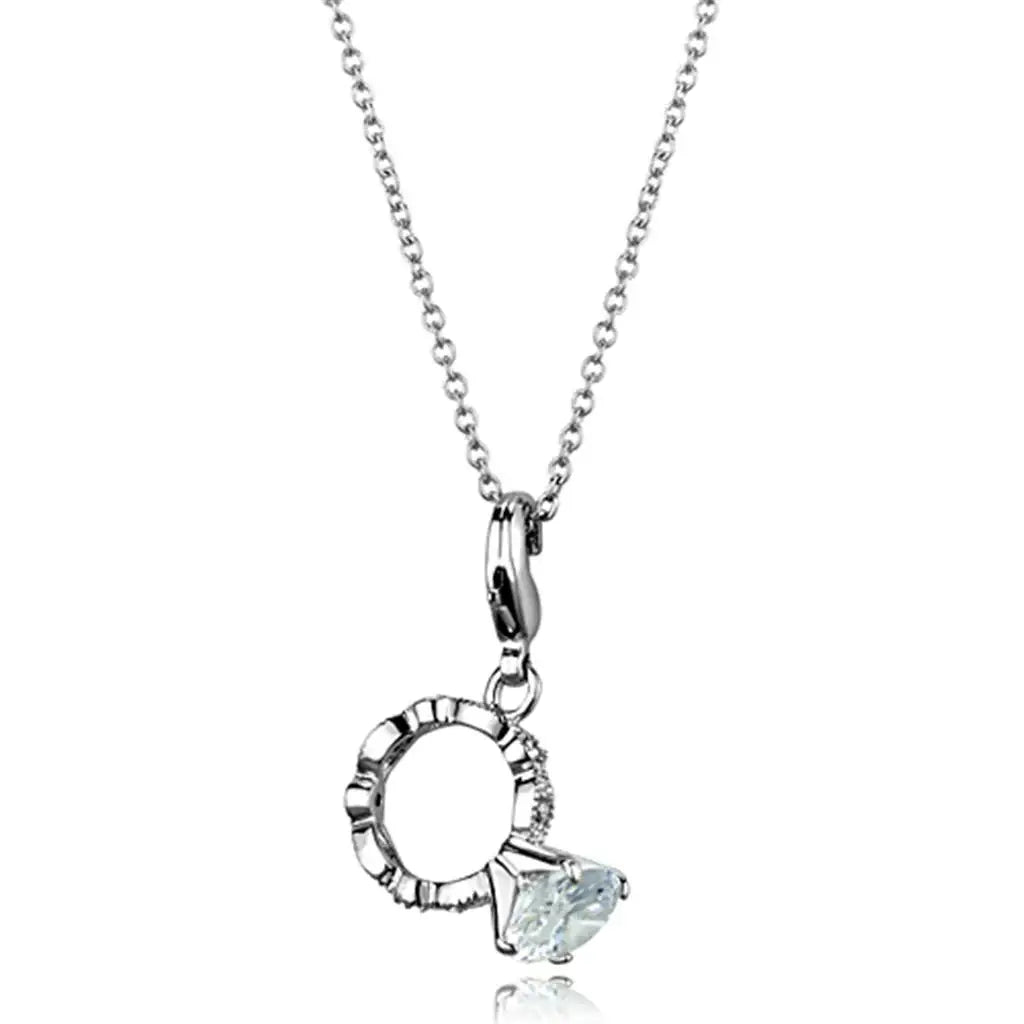 LO3490 - Rhodium Brass Pendant with AAA Grade CZ in Clear - Alamode - Flyclothing LLC
