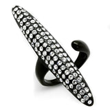 LO3510 - IP Black(Ion Plating) Stainless Steel Ring with Top Grade Crystal in Clear - Alamode - Flyclothing LLC