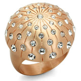 LO3514 - Rose Gold Brass Ring with Top Grade Crystal in Clear - Alamode - Flyclothing LLC