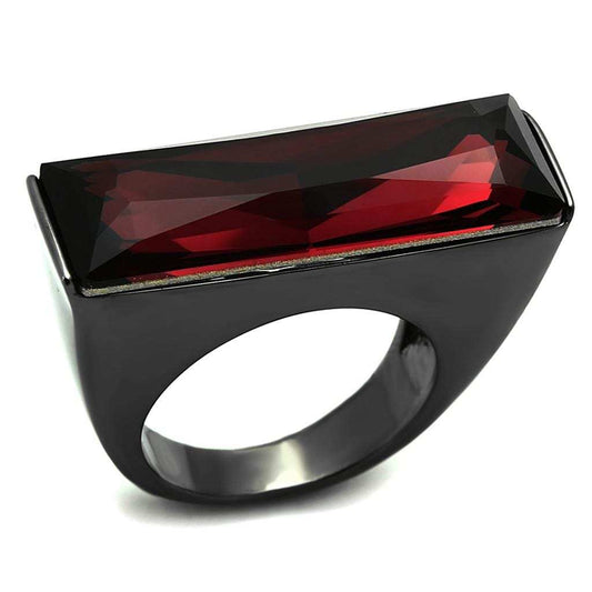 LO3517 - TIN Cobalt Black Brass Ring with Top Grade Crystal in Siam - Alamode - Flyclothing LLC