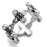 LO3519 - Rhodium Brass Ring with Top Grade Crystal  in Clear - Alamode