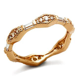 LO3553 - Rose Gold Brass Ring with AAA Grade CZ in Clear - Alamode - Flyclothing LLC
