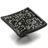 LO3589 - TIN Cobalt Black Brass Ring with Top Grade Crystal in Light Gray - Alamode - Flyclothing LLC