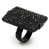 LO3590 - TIN Cobalt Black Brass Ring with Top Grade Crystal  in Hematite - Alamode