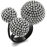 LO3591 - TIN Cobalt Black Brass Ring with Top Grade Crystal in Clear - Alamode - Flyclothing LLC