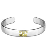 LO3619 - Reverse Two-Tone White Metal Bangle with Top Grade Crystal in Clear - Alamode - Flyclothing LLC