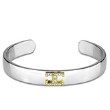 LO3619 - Reverse Two-Tone White Metal Bangle with Top Grade Crystal  in Clear - Alamode