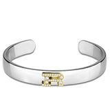 LO3628 - Reverse Two-Tone White Metal Bangle with Top Grade Crystal  in Clear