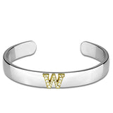 LO3633 - Reverse Two-Tone White Metal Bangle with Top Grade Crystal  in Clear - Alamode
