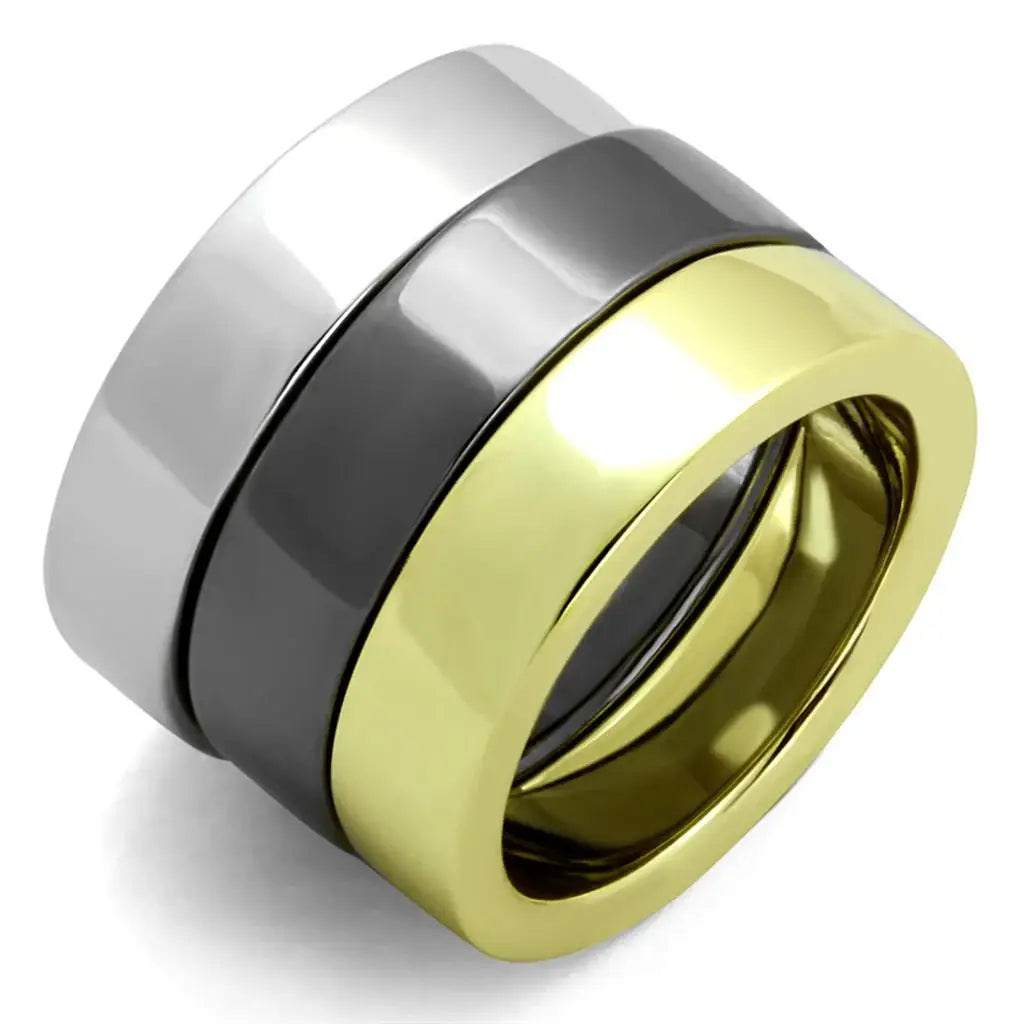 LO3643 - Rhodium+Gold+ Ruthenium Brass Ring with No Stone - Alamode - Flyclothing LLC