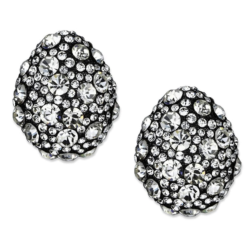 LO3700 - TIN Cobalt Black Brass Earrings with Top Grade Crystal  in Clear - Alamode