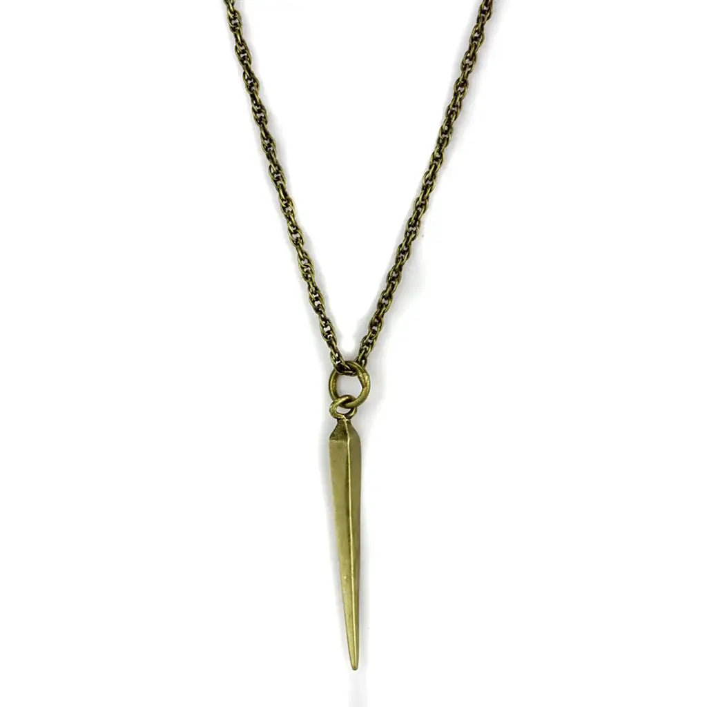 LO3707 - Antique Copper Brass Chain Pendant with No Stone - Alamode - Flyclothing LLC