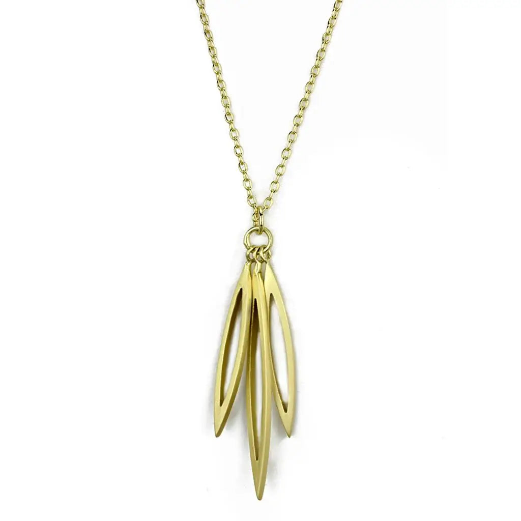 LO3712 - Gold & Brush Brass Chain Pendant with No Stone - Alamode - Flyclothing LLC