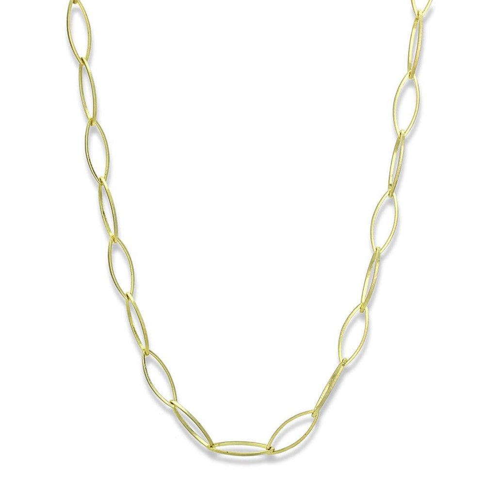 LO3721 - Gold & Brush Brass Necklace with No Stone - Alamode