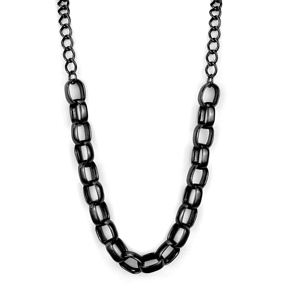 LO3723 - TIN Cobalt Black Brass Necklace with No Stone - Alamode