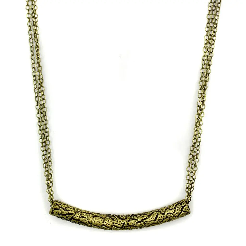 LO3725 - Antique Copper Brass Necklace with No Stone - Alamode - Flyclothing LLC