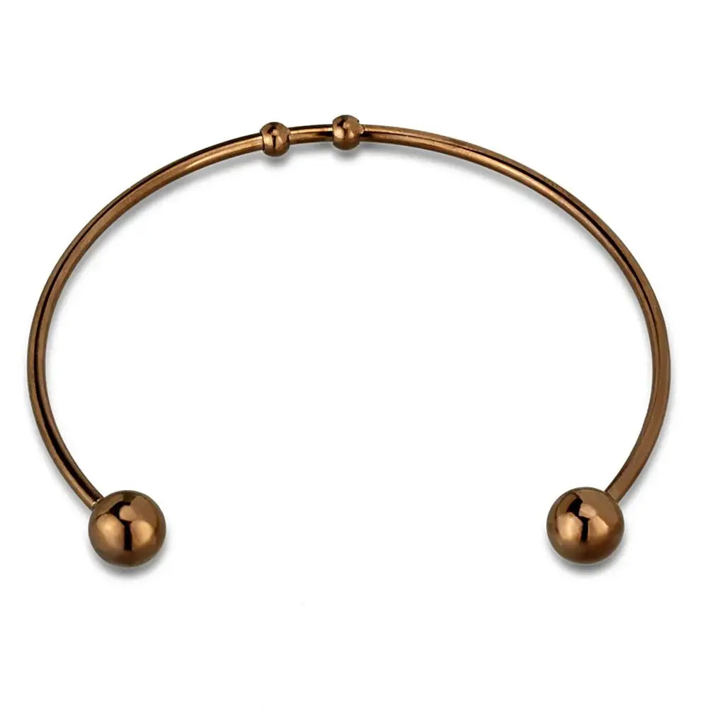 LO3735 - IP Coffee light Stainless Steel Bangle with No Stone - Alamode - Flyclothing LLC