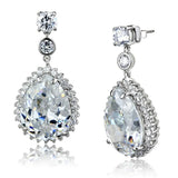 LO3765 - Rhodium Brass Earrings with AAA Grade CZ in Clear - Alamode - Flyclothing LLC