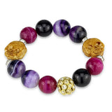 LO3775 - Gold+Rhodium Brass Bracelet with Synthetic Onyx in Multi Color - Alamode - Flyclothing LLC