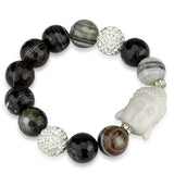 LO3778 - Rhodium Brass Bracelet with Synthetic Onyx in Multi Color - Alamode
