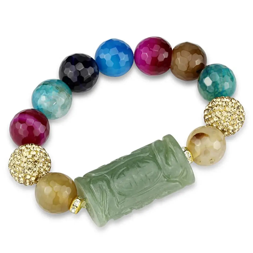 LO3785 - Gold White Metal Bracelet with Synthetic Onyx in Multi Color - Alamode - Flyclothing LLC