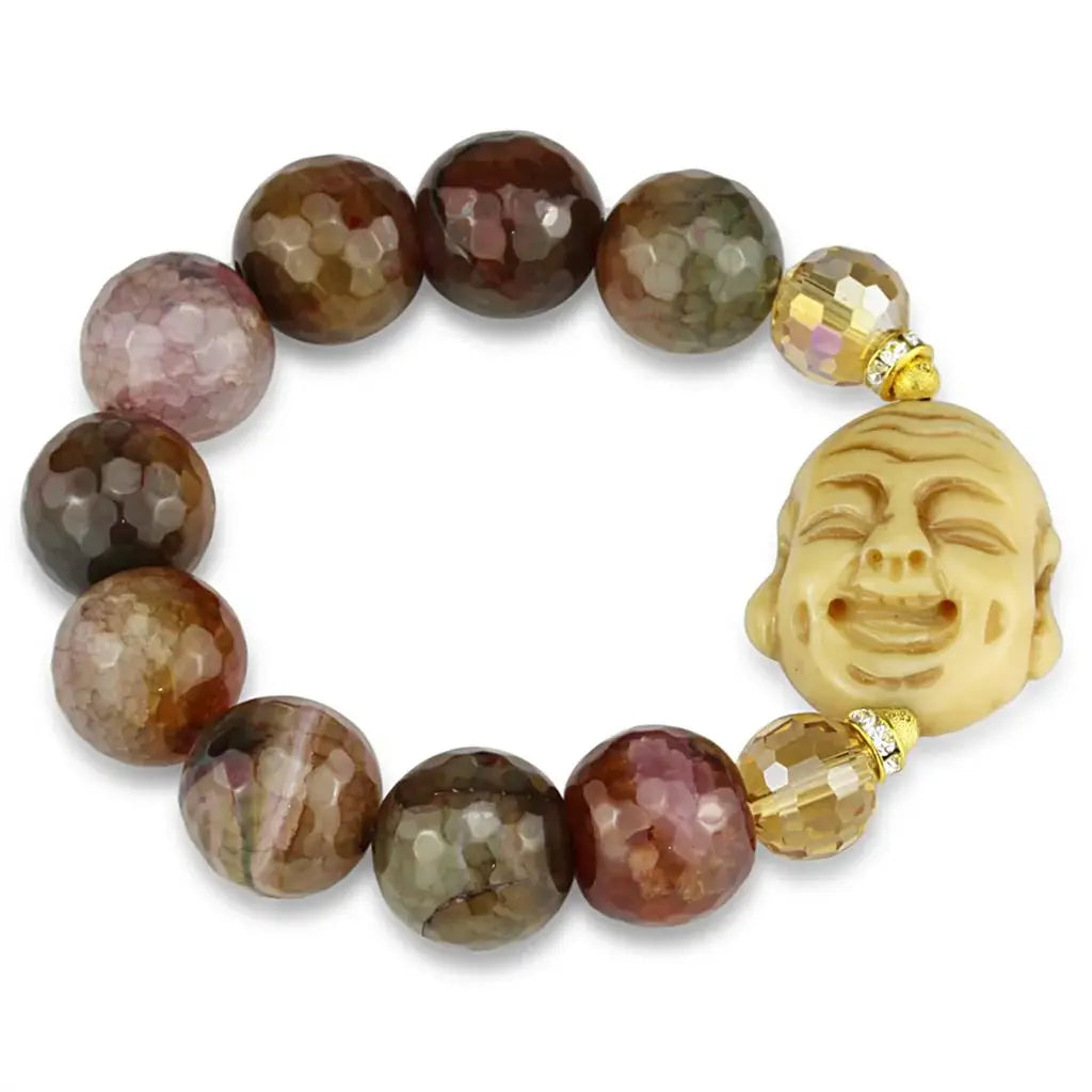 LO3786 - Gold White Metal Bracelet with Synthetic Onyx in Multi Color - Alamode - Flyclothing LLC