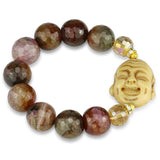 LO3786 - Gold White Metal Bracelet with Synthetic Onyx in Multi Color - Alamode