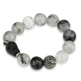 LO3788 - Ruthenium Brass Bracelet with Synthetic Onyx in Multi Color - Alamode - Flyclothing LLC